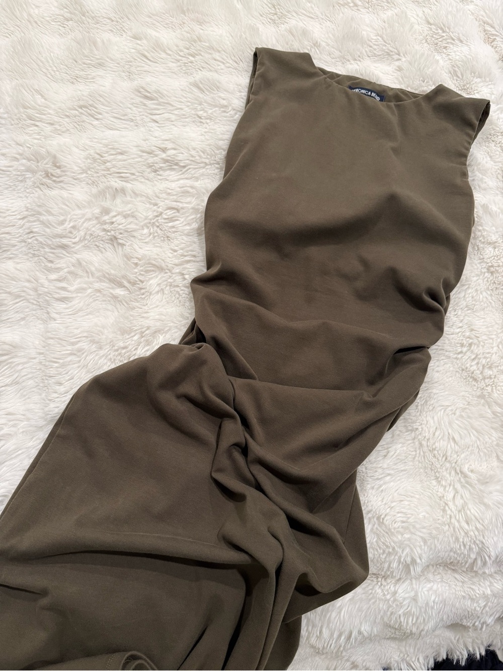 Ruched Olive Green Dress